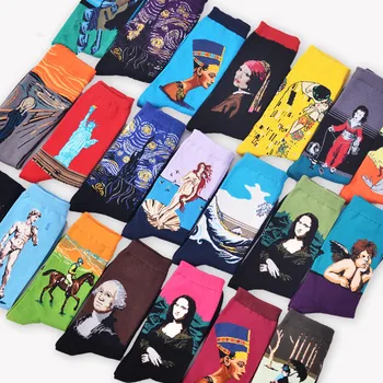 

Epous Oil Painting Art Happy Socks Men Women Patterned Funny Socks Design Van Gogh 2019 Sock Winter Fashion Retro Sox
