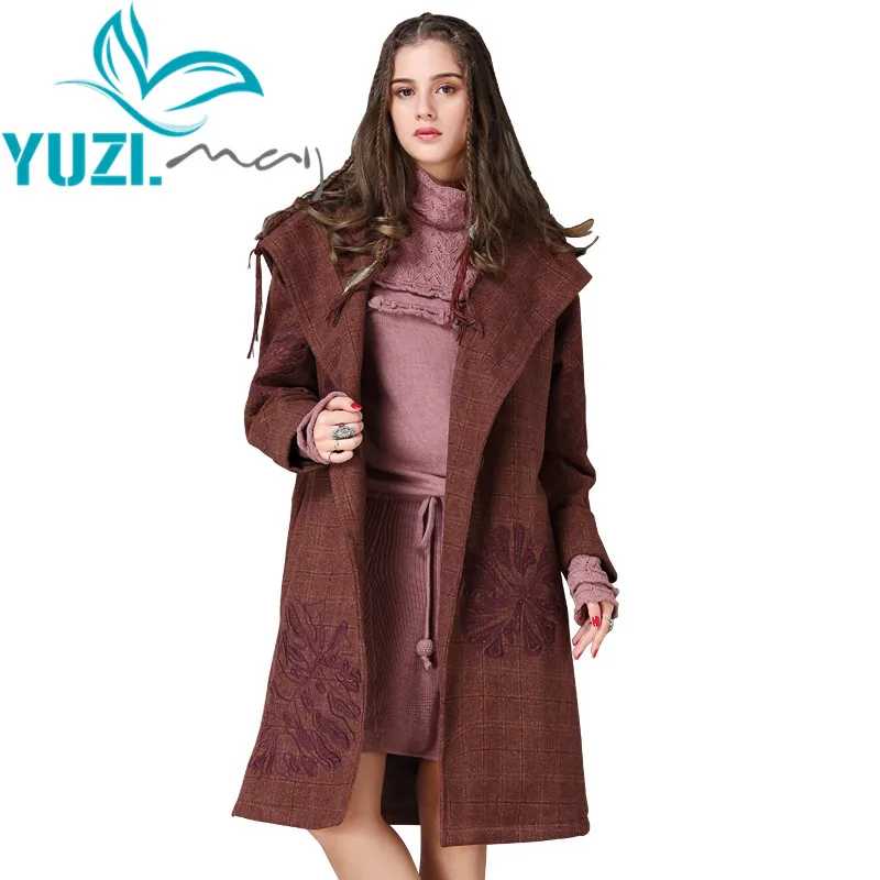Женское пальто 2018 Yuzi.may Boho новая куртка из полиэстера и шерсти женское утепленное
