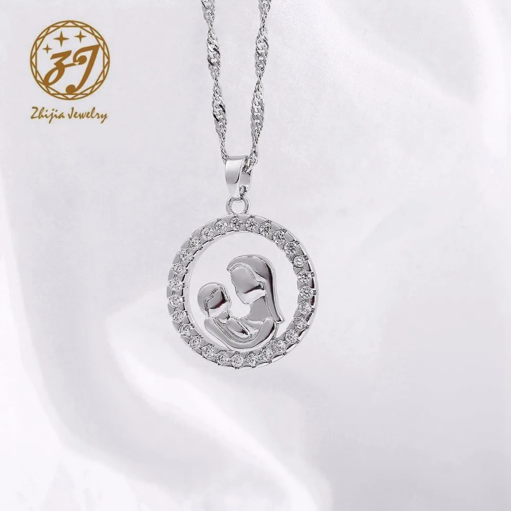 Zhijia циркониевое ожерелье, кулоны "любовь" для мамы и ребенка, ожерелье s для женщин, роскошное Очаровательное ожерелье, подарок на день матери для мамы