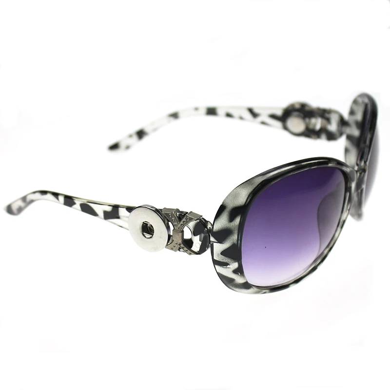Metal plastic 18mm Snap Button Sunglasses Elegant Lady Oculos Oval Lens
