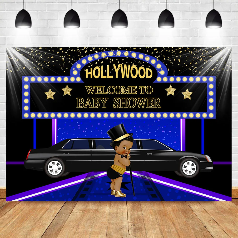 

NeoBack Hollywood Newborn Baby Shower Backdrop Welcome to Baby Shower Royal Prince Super Star Backdrops Photography Background
