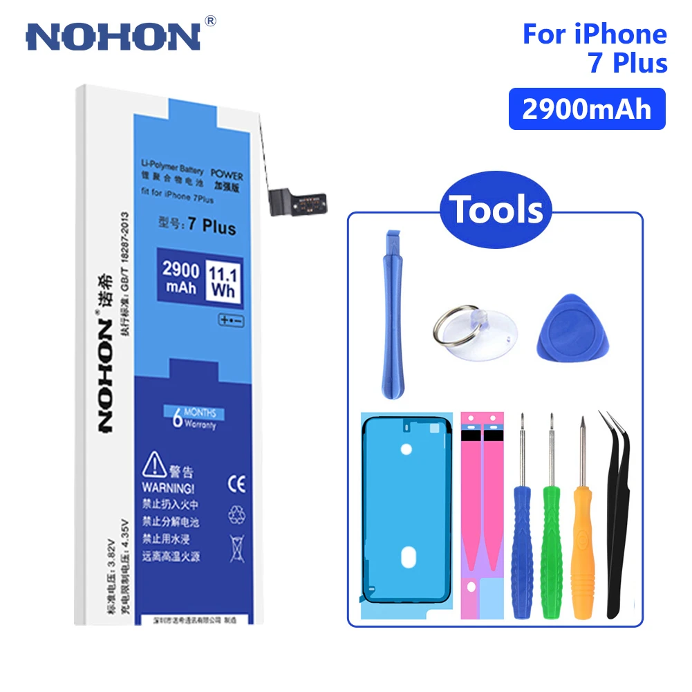 

NOHON Phone Mobile Phone Batteries Real 2900mAh Battery For Lithium Polymer iPhone 7 Plus 7Plus iPhone7 Plus 7+ Free Tools