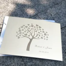 На заказ Свадебная Гостевая книга, 28,5x21 см зеркало белый пустой альбом сувениры для вечерние, прекрасный дерево Персонализация Свадебная книга