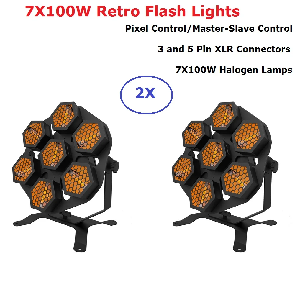 

2XLot Stage Effect Lights 7X100W Retro Flash Lights DMX Transport Lights Dj Party Colorful Wash Lights 3PIN/5Pin XLR Connector