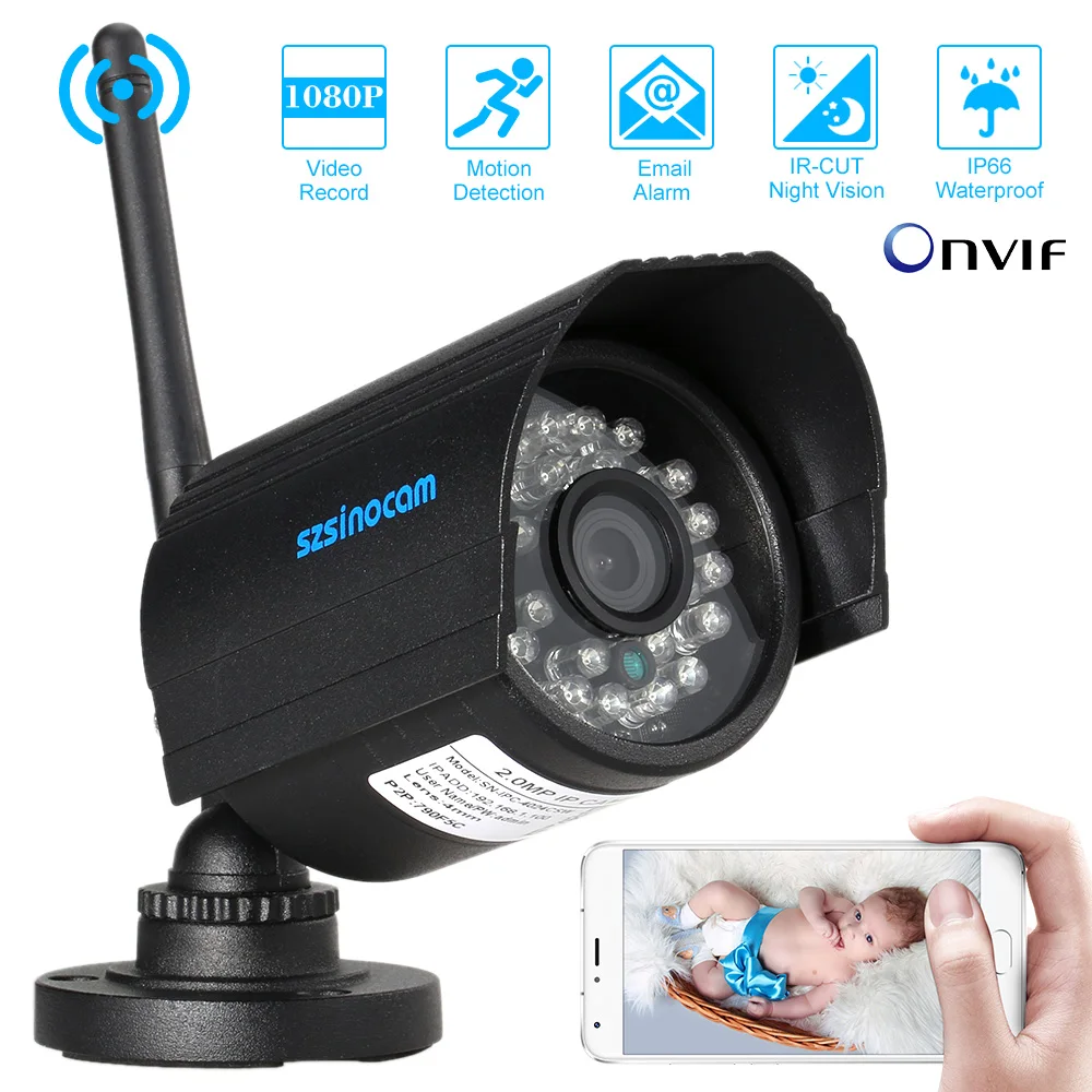 Szsinocam HD 1080P Wireless WiFi IP Camera Night View Motion Detection Camera CCTV Security Network IP Camera Support Onvif2.4