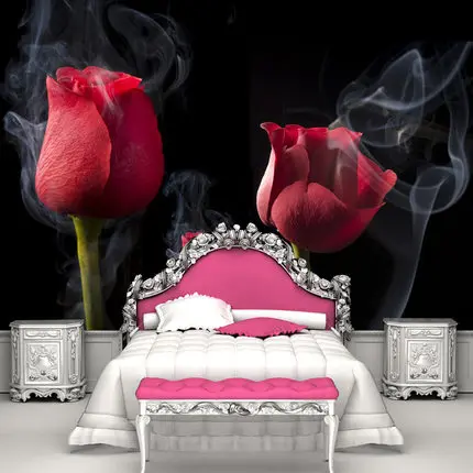 Black and Red Rose Bed for Room Walls