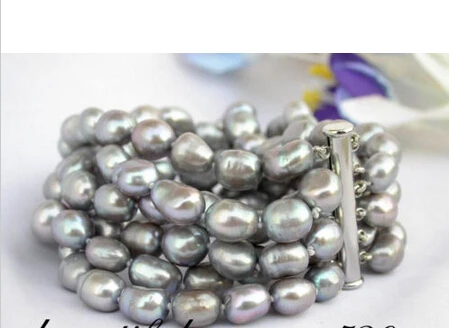 

Free shipping >>>>>>z1036 luster 6strands 12mm gray baroque freshwater pearl bracelet ba