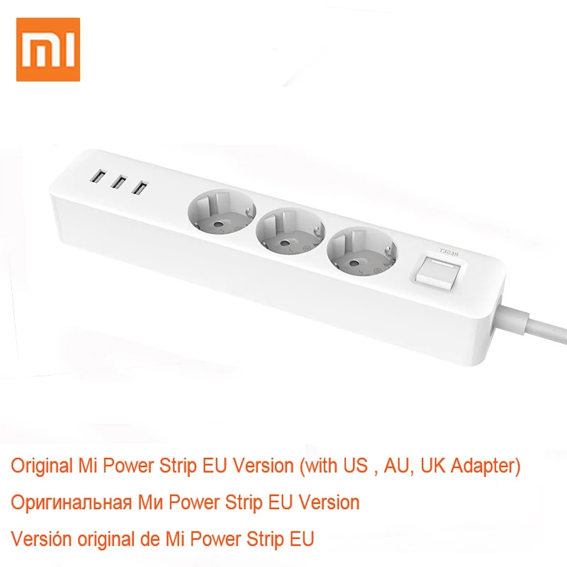 

Xiaomi Original Power Socket Strip 3 USB 3 AC Port Charger Adapter Outlet Extension EU Plug Patch Socket Board For Mi Home