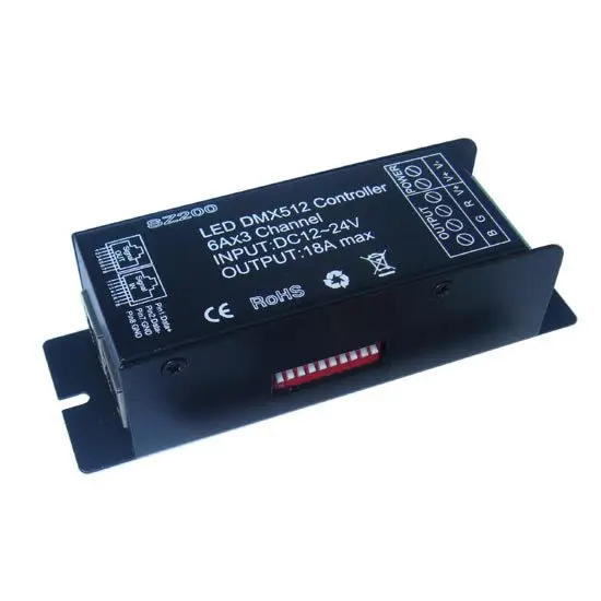 

10pcs DMX512 LED Controller Decoder & Driver 3 channel 18A LED RGB Controller PWM DC12V 24v DMX Controller for RGB Strip module