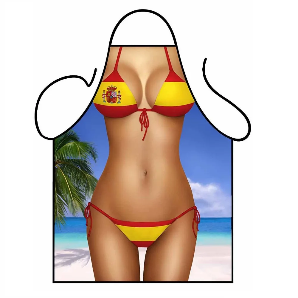 Printed Cooking BBQ Barbecue Apron-NationalFlag Beach Bikini
