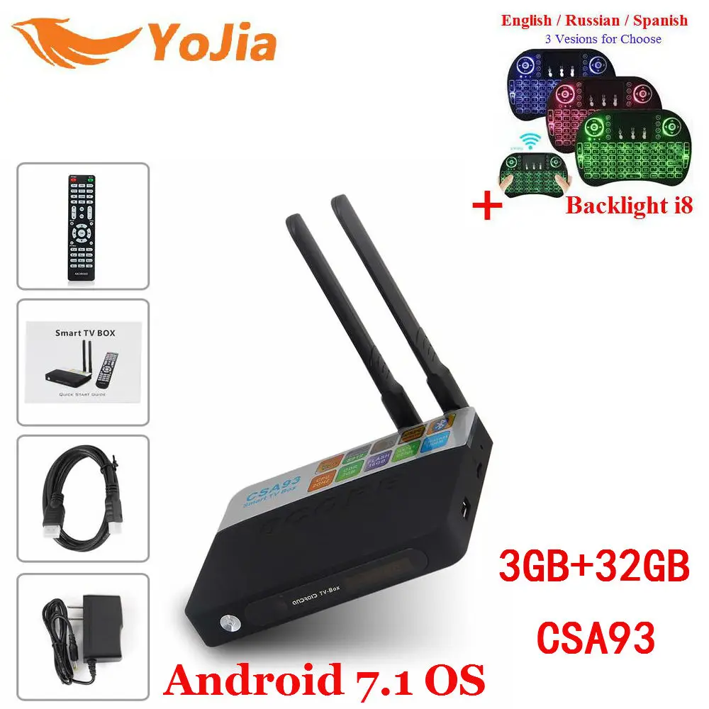 Yojia CSA93 Android 7.1 TV Box 2GB/16GB 3GB/32GB CSA93 Amlogic S912 Octa Core Smart TV BOX Media Player Dual Wifi BT4.0 4K Yojia CSA93 Android 7.1 TV Box 2GB/16GB 3GB/32GB CSA93 Amlogic S912 Octa Core Smart TV BOX Media Player Dual Wifi BT4.0 4K