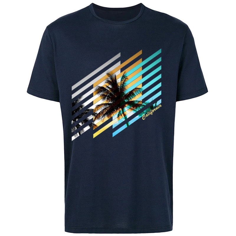 Summer California Living Men Top T-shirts 2018 New Summer Fall Short Sleeve O Neck 100% Cotton Tops Shirt Printing Tops Shirts California Living navy