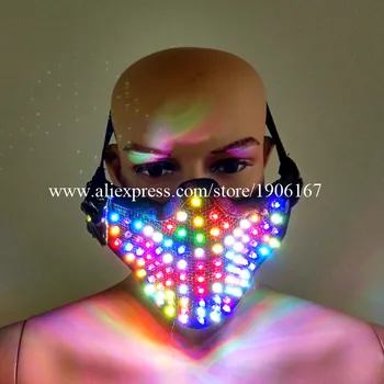 

Colorful Led Luminous Mask Night Club Show Illuminate Flashing Halloween Masquerade Party Masks Performance Dancewear