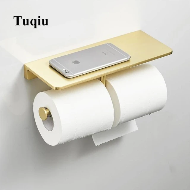 Tuqiu Toilet Paper Holder Black and Gold Tissue Paper Holder Brass