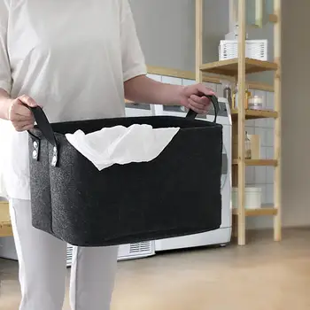 

Wool Felt Storage Baskets Foldable Toy Laundry Basket Dirty Clothes Hamper Toy Holder Storage Bag Home Organizer Container