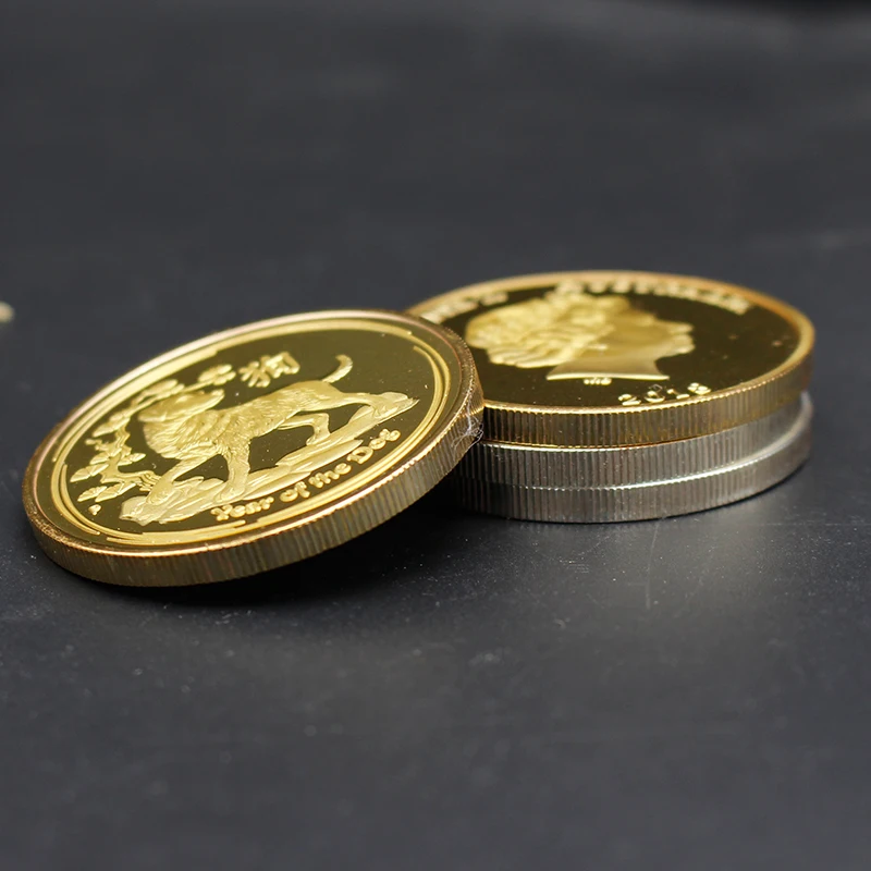 2 шт./партия сувенирная монета китайского лунного зодиака Австралия 1 унция размер 40 мм Серебряное золото Год Собаки монеты