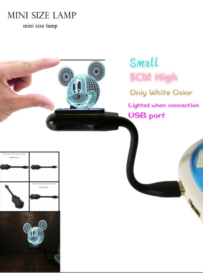 Мультяшный Детский 3D мышей Микки Маус светодиодный 7 цветов Изменение градиента Ночной светильник светодиодный Декор для дня рождения Рождественские подарки для детей