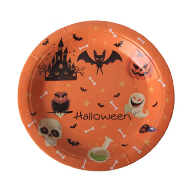 10pcs / Lot 7 Inch Plates Halloween Party Theme Disposable Tableware Set Children Birthday Party Decoration