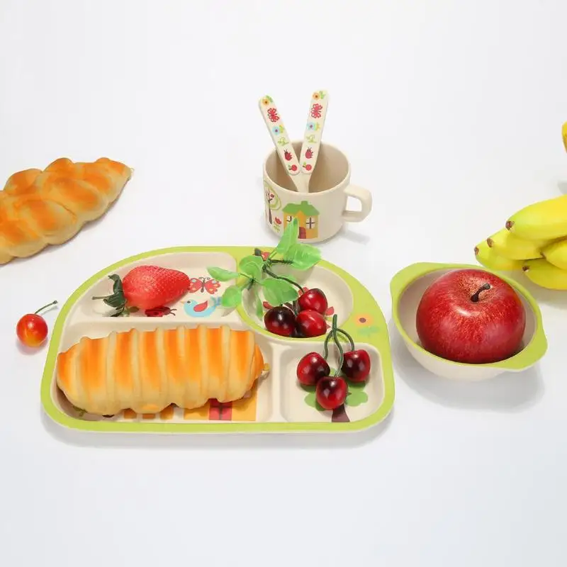 5pcs/set Eco-friendly Bamboo Fiber Baby Plate Cup Bowl Spoon Dishes 4 Slots Children Tableware Sets Baby Kids Dishes Dinnerware 5pcs/set Eco-friendly Bamboo Fiber Baby Plate Cup Bowl Spoon Dishes 4 Slots Children Tableware Sets Baby Kids Dishes Dinnerware