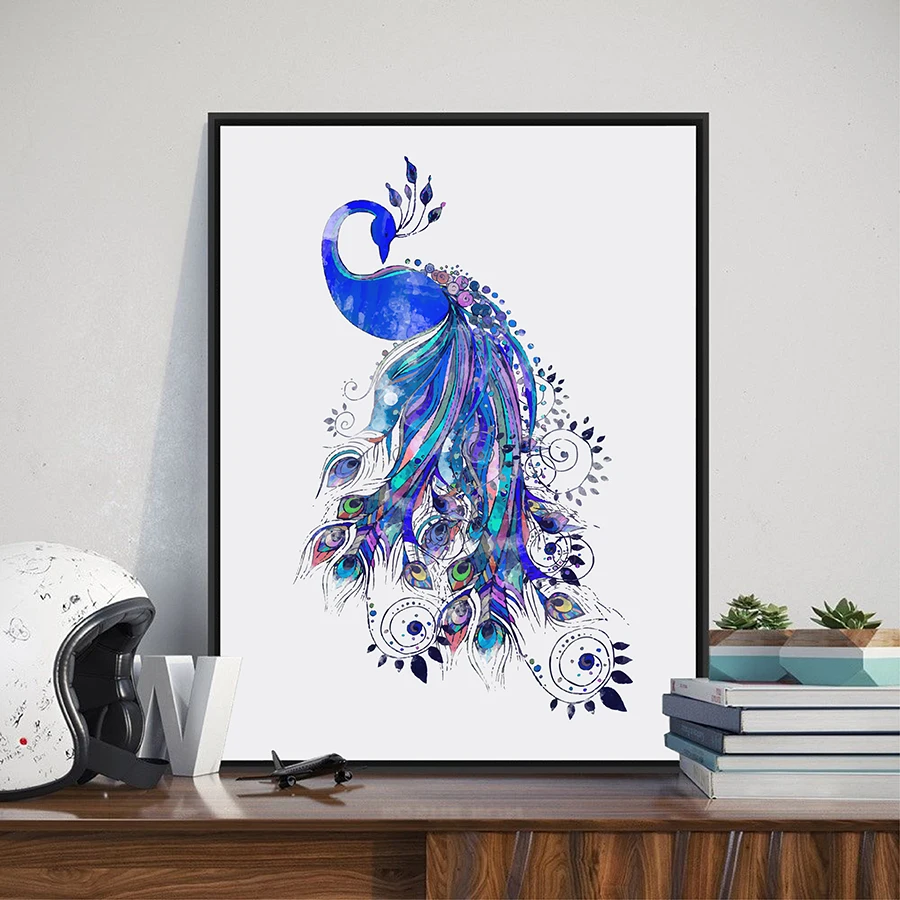 Peacock Painting Wall Decor : Robot Check | Peacock wall art, Peacock