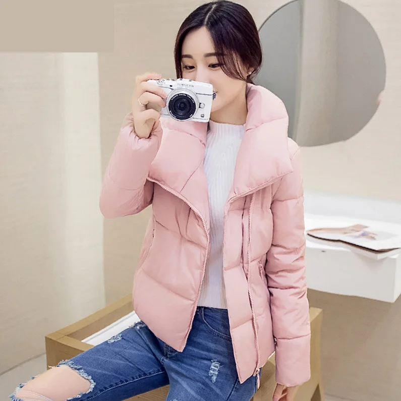 Pink UHYTGF, зимние женские хлопковые пальто,, корейский стиль, плюс размер, короткий пуховик, хлопок, теплое пальто, для девушек, модное, элегантное, Студенческая куртка для женщин, 401 - Цвет: Pink