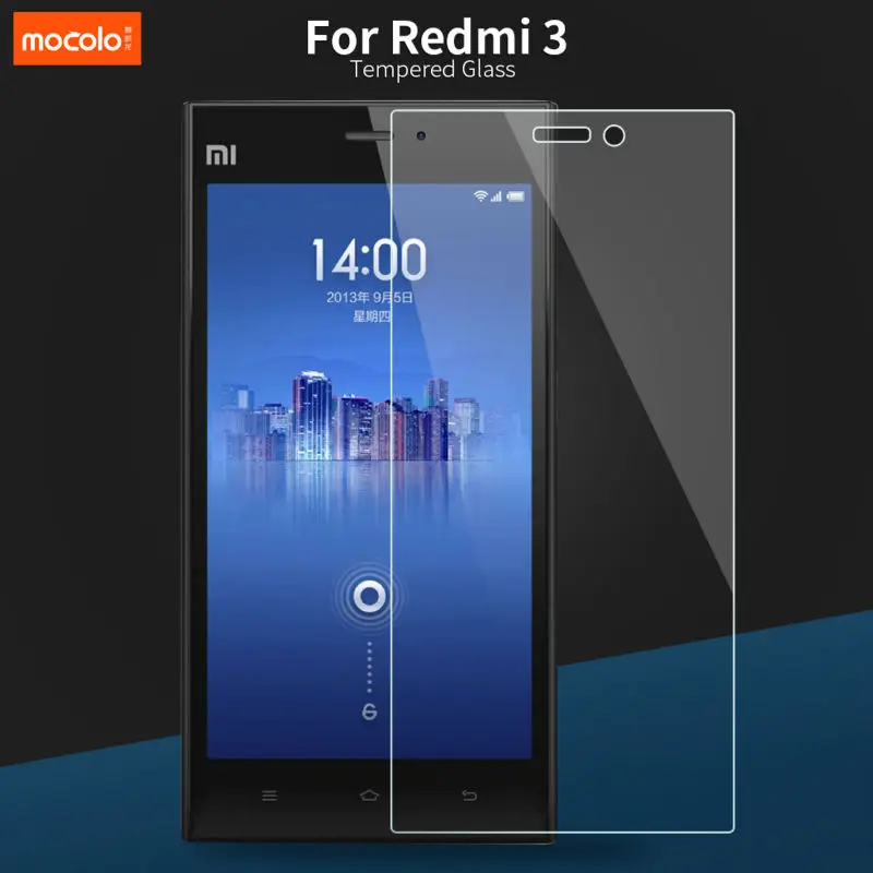 Mocolo New Arrival for Xiaomi Redmi 3S Tempered Glass Screen Protector 0.33mm Hongmi 3 Protective Film with Retail Packaging