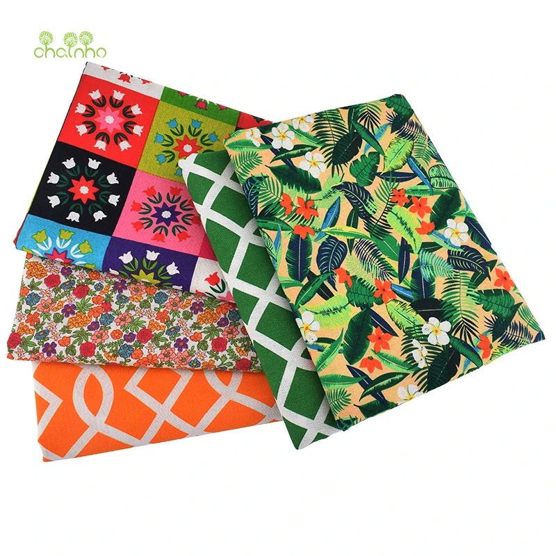Chainho, 5 шт./лот, 48x48 см, хлопок и лен с принтом ткань для DIY стеганые и швейные диван, скатерть, занавески, материал подушки, CLP022
