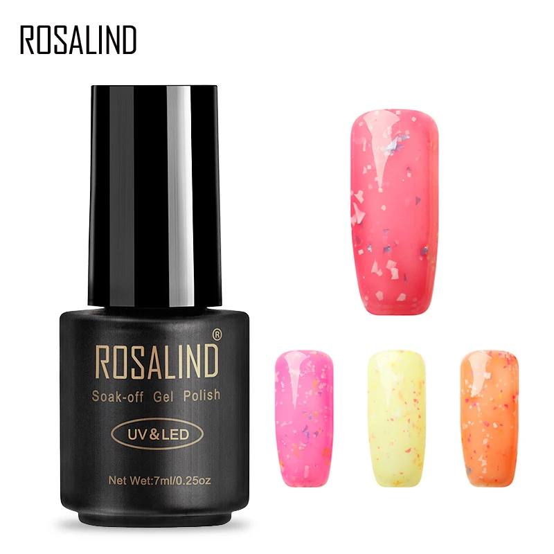 ROSALIND 1 шт. гель блестящая Снежинка серия лак для ногтей замачиваемый белый
