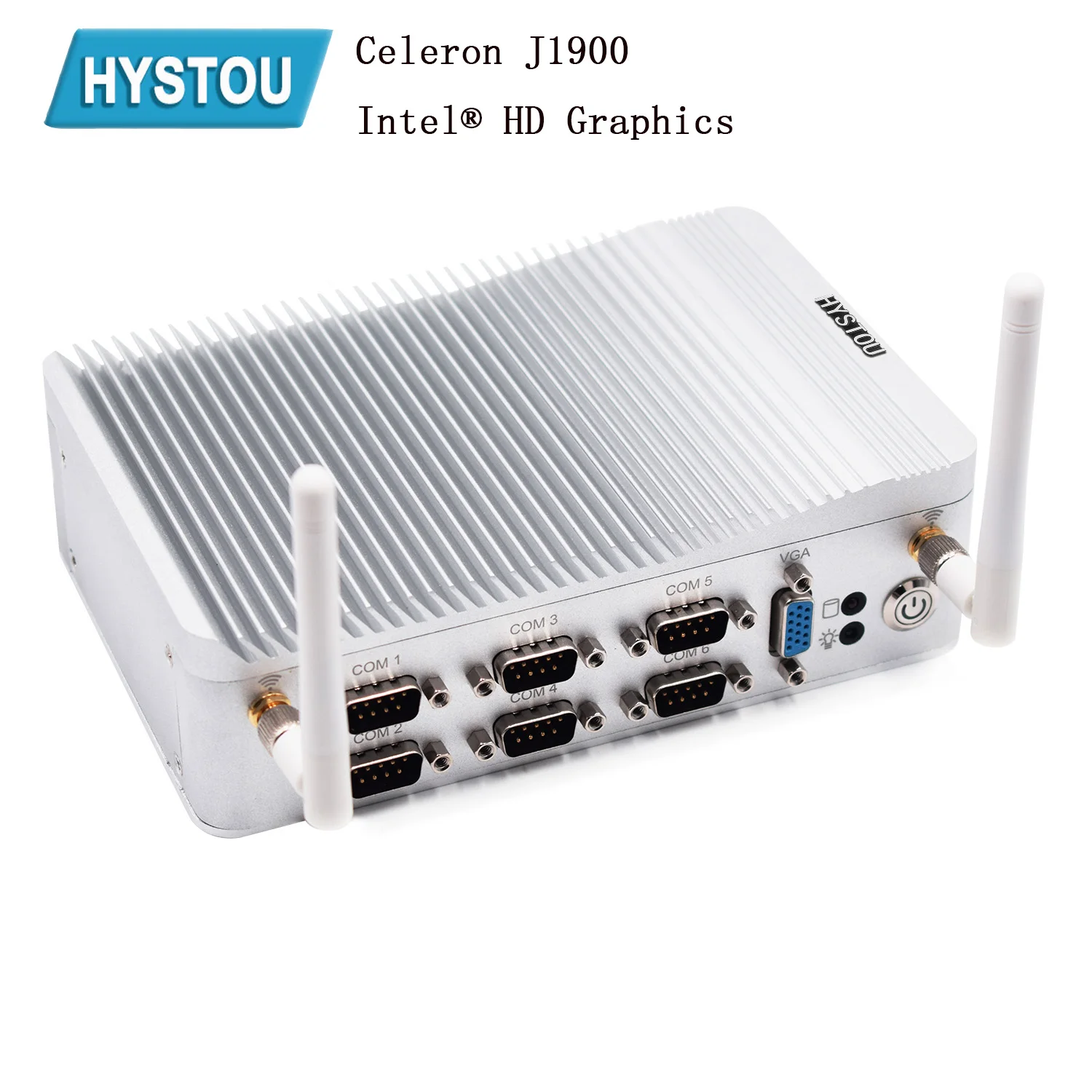 Hystou 2019 Новое поступление двойной nuc pfSense, мини-ПК Celeron J1900 для windows 10 linux Безвентиляторный промышленный компьютер rs232 r485 com