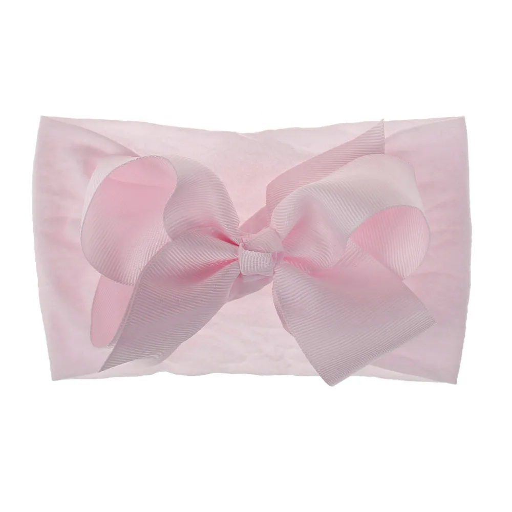nylon bow headband light pink 