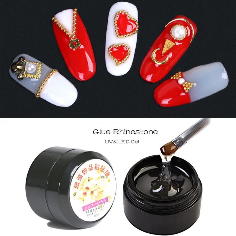 

8ml Clear Nail Art Glue UV Gel Rhinestone Glue For Rhinestones Acrylic Super Sticky Nails False Tips Decoration Tools Drill Gel