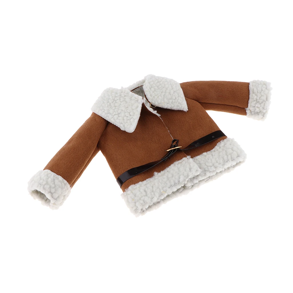 Mini Cute Doll Woolen Coat with Black Belt For 18 inch American Doll Clothes Kids Doll Dress-up Clothing Accessory Pink Black
