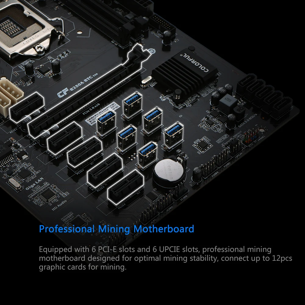 Системная плата для майнинга Intel B250/LGA1151 DDR4 ATX 128M UEFI BIOS материнская настольных ПК