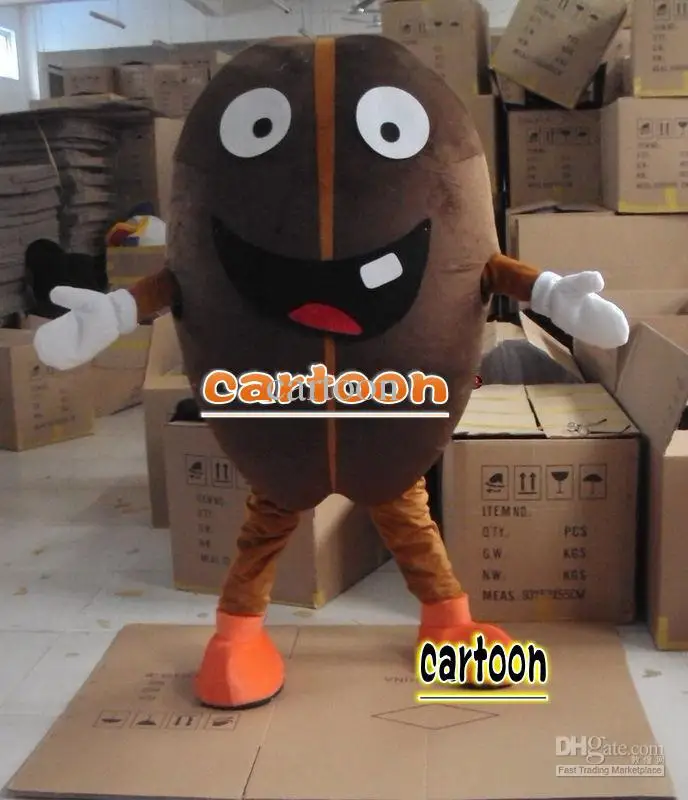 

Coffee Bean Mascot Costume Adult Cartoon Character Costumes mascot costume Fancy Dress Party Suit free shipping