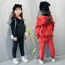 South Korea’s 2016 cartoon winter new Korean Girls Hooded Jacket + pants two piece suit