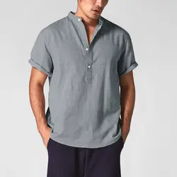 JAYCOSIN блузки 19 модные летние Для мужчин круто и тонкие дышащие воротник висит окрашенные Градиент Хлопок Повседневное ежедневно рубашки 507