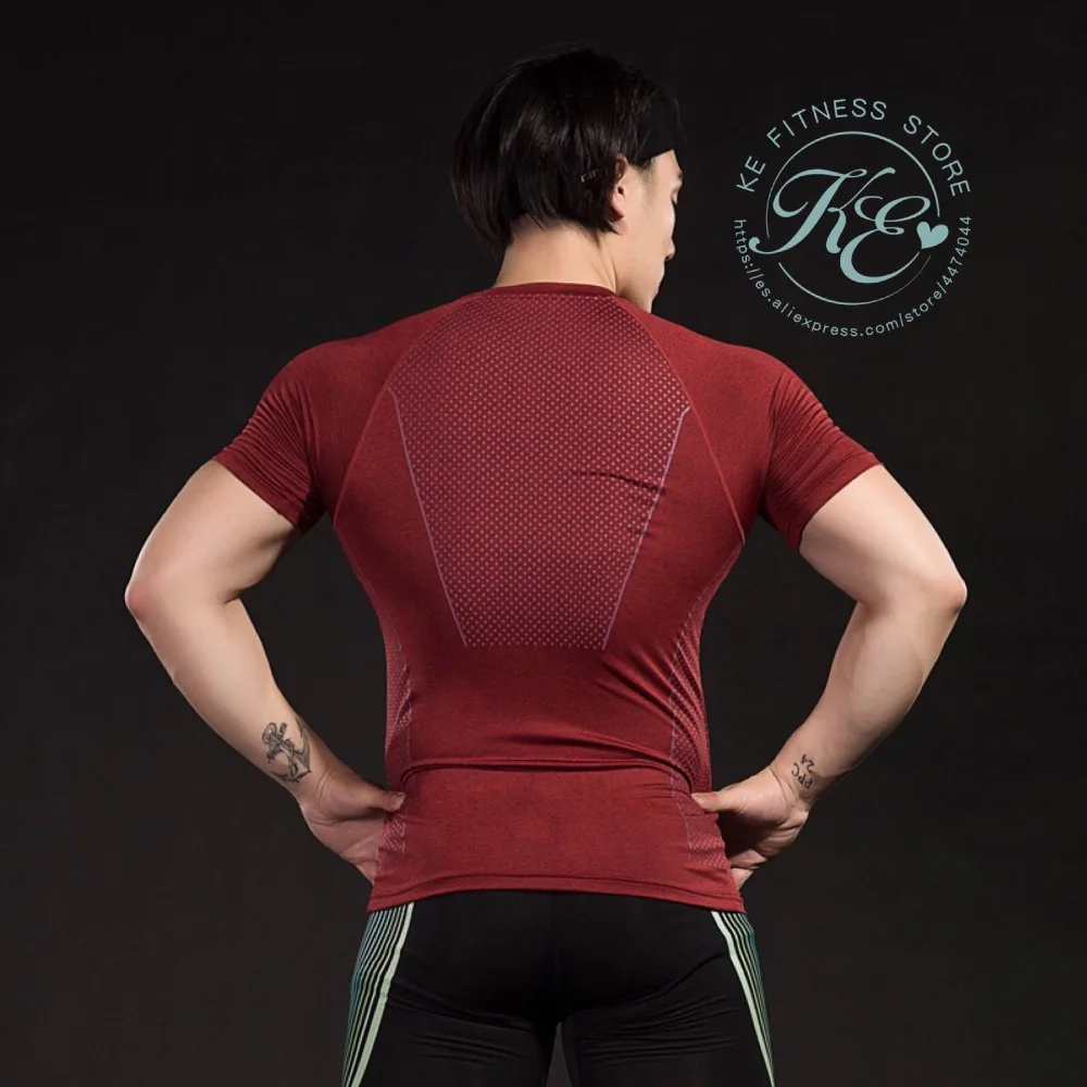 KE camiseta roja azul deportiva hombre транспирируемый secado rapido манга corta для фитнеса бега Futbol basket yoga tenis