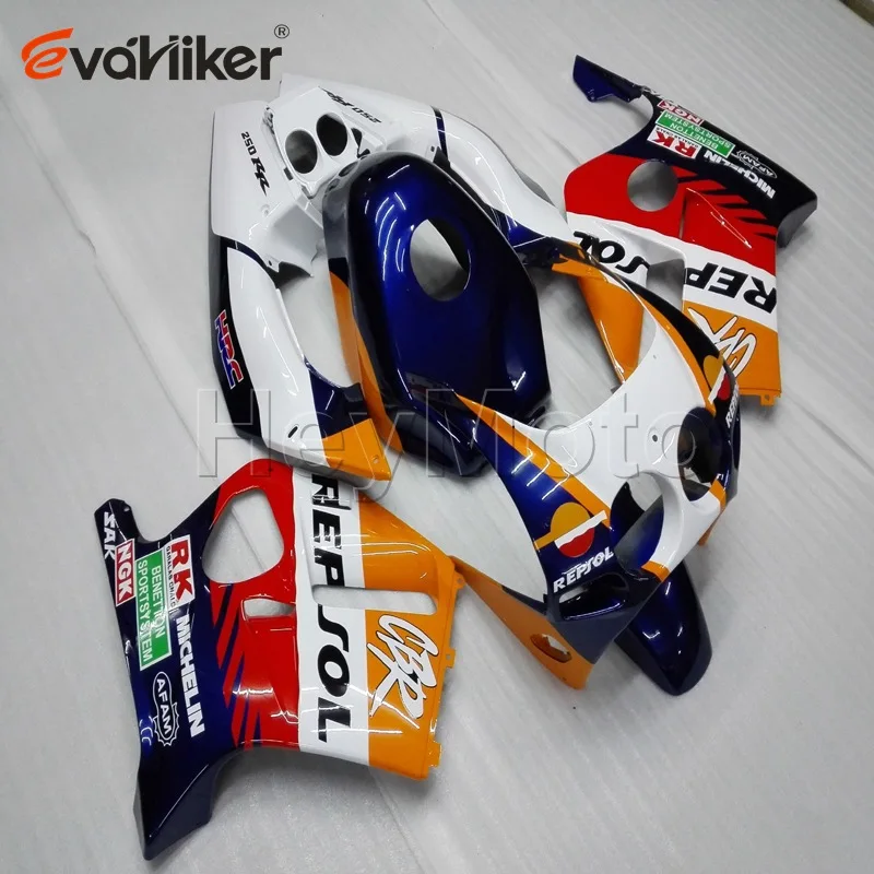 

Custom+5Gifts orange blue white Injection mold ABS motorcycle cowl for CBR250RR MC22 1990-1999 motorcycle fairing H2