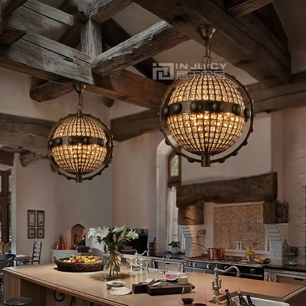 Us 3672 20 Offloft Retro Vintage Globus K9 Kristall Kronleuchter Café Bar Hotel Shop Restaurant Anhänger Lampe Industrie Edison Droplight