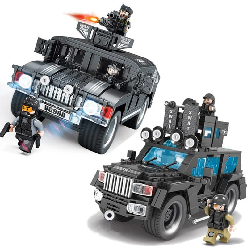 

Military SWAT Commando Figures Trucks Building Blocks city Police Star Wars Boy Toys For Children Compatible with Legoings