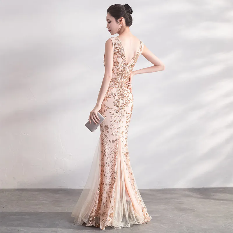Элегантное блестящее вечернее платье Русалочки с блестками 2018 Haute Couture