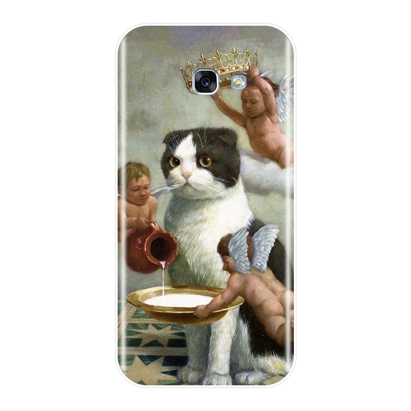 Мягкий чехол для телефона, силиконовый чехол для samsung Galaxy A6, A7, A8,, A3, A5,,, художественный Кот, задняя крышка для samsung Galaxy A6, A8 Plus