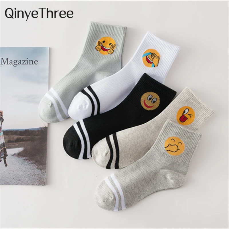 Buy Soft Women Cotton Socks 3D print Emoji Short Socks
