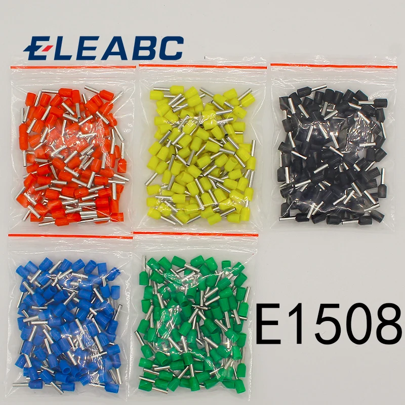 E1508 трубки Изоляционные изолированные терминалы 1.5MM2 100 шт./упак. кабель провода разъем изоляционные обжимной разъем E-