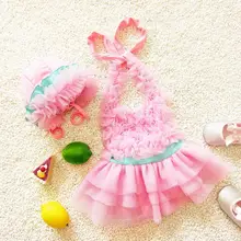 Детские купальные костюмы принцессы для девочек, купальный костюм-пачка для младенцев, детский купальник, подгузники, пляжный кружевной цельнокроеный комбинезон