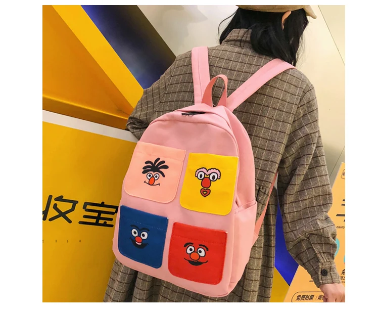 Menghuo 2019 Backpacks Women Cartoon Printed High Quality Canvas Backpack for Girl School Bag Teenagers Women Travel Bag Mochila_14