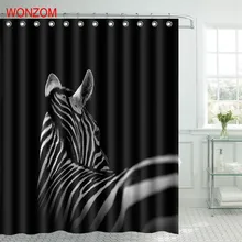 WONZOM животное Зебра Душ ванная комната водонепроницаемый аксессуары занавески s для декора современный 3D полиэстер занавеска для ванной с 12 крючками