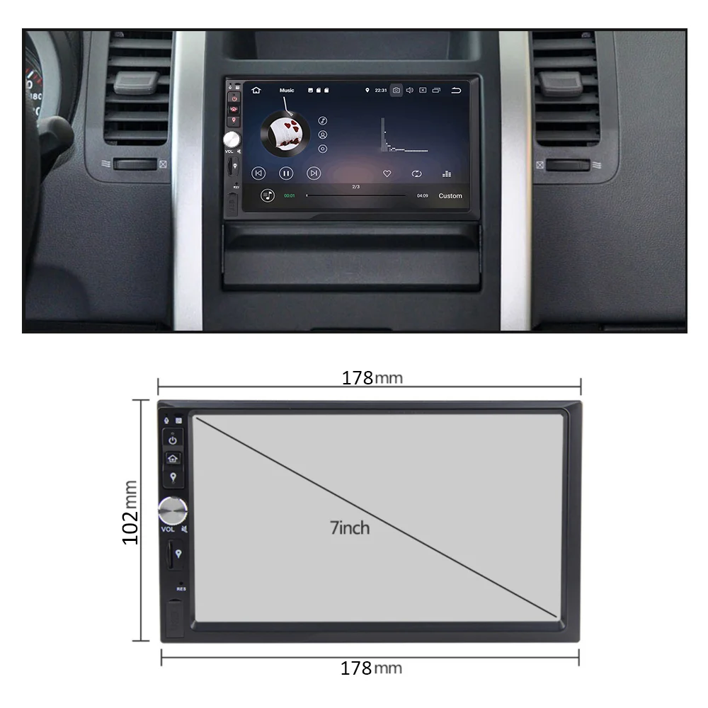 Eunavi 2Din 4GB 64GB 7'' Universal Android 9 Car Radio multimedia PC GPS Navi Stereo 1024*600 touch Screen bluetooth wifi NO DVD