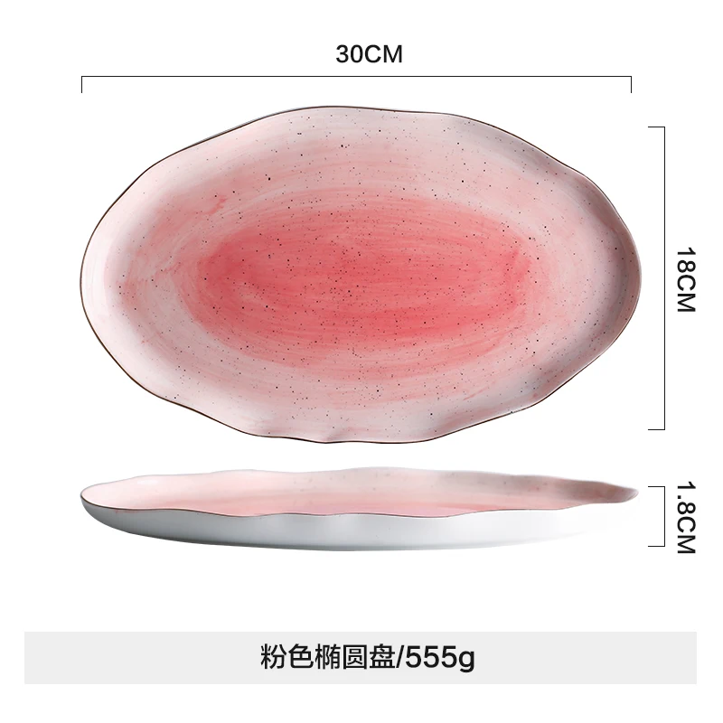 Европейский Стиль Золотая керамическая тарелка рисовое блюдо в стиле вестерн блюдо десертная тарелка сервировочная тарелка тарелки обеденные блюда и тарелки наборы - Цвет: Pink