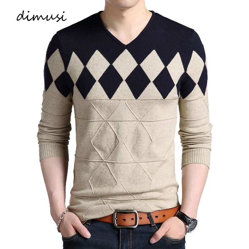 DIMUSI, осенне-зимний мужской пуловер, свитер, Мужская водолазка, Повседневный свитер с v-образным вырезом, мужские облегающие вязанные пуловеры, одежда 3XL